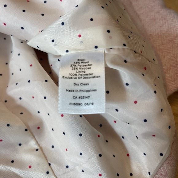 Talbots Blazer Women's 16 Pink Wool Blend 2 Button Lined Tailored Career Chevron - Picture 6 of 9